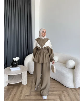 Pwn - Hanly Çizgi Detaylı Modal Takım - Yeşil