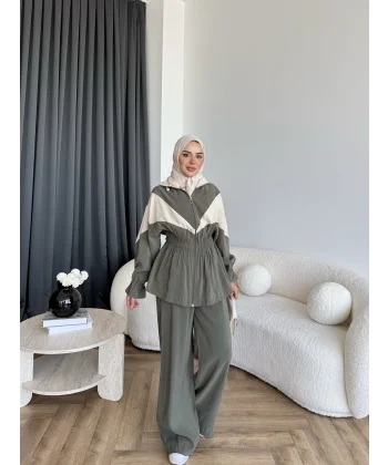 Pwn - Hanly Çizgi Detaylı Modal Takım - Haki