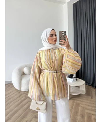 Act - Pastel Işıltı Bluz - Sarı