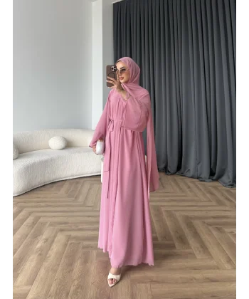 Duq - Doha Şal Hediye Abaya - Pembe