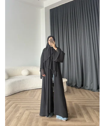 Duq - Doha Şal Hediye Abaya - Siyah