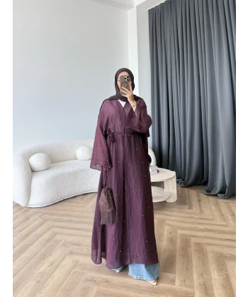 Fuş - Esra Taşlı Şal Hediye Abaya - Mürdüm