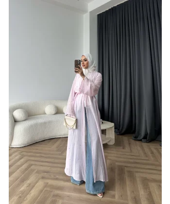 Fuş - Esra Taşlı Şal Hediye Abaya - Pembe
