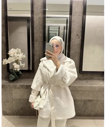 Goldie Peluş Mont - Beyaz