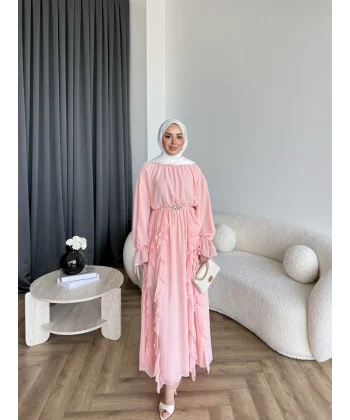 Hen - Endara Şifon Elbise - Pembe