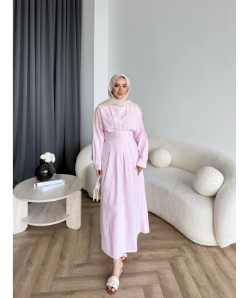 Hen - İlay Keten Elbise - Pembe