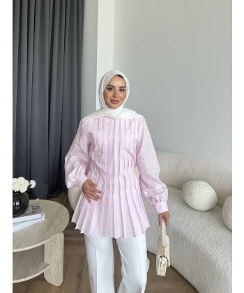 Hen - Mercan Pileli Gömlek - Pembe