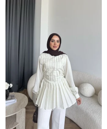 Hen - Mercan Pileli Gömlek - Yeşil