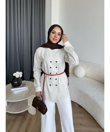Hot - Çizgili Düğmeli Gömlek