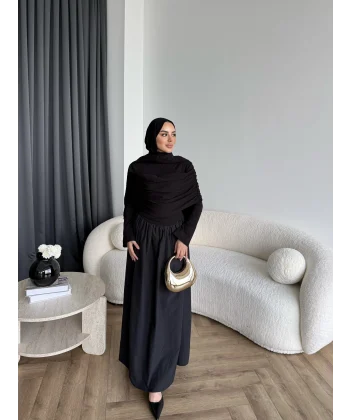 Hr - Melda Yaka Detay Elbise - Siyah