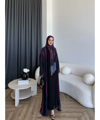Kyl - Alai Şallı Abaya - Bordo