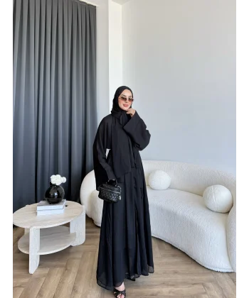 Pln - Arabic Şallı Abaya - Siyah