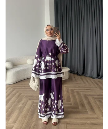 Pwn - Misia Etnik Desen Takım - Mor