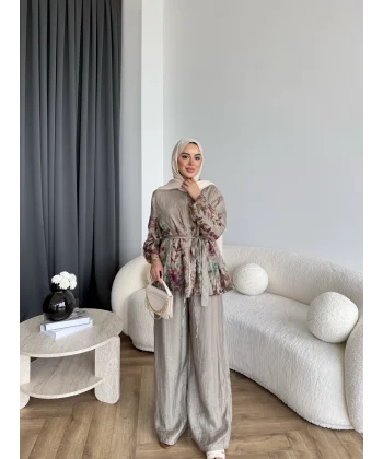 Pwn - Soya Çiçek Desen Takım - Haki