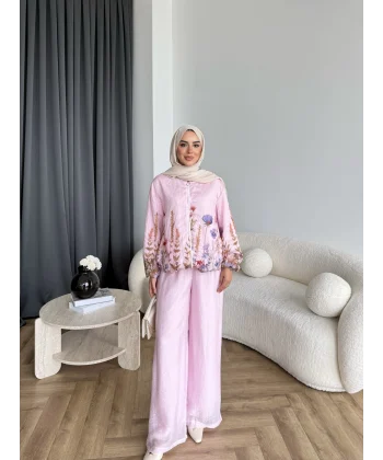 Pwn - Soya Çiçek Desen Takım - Pembe