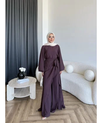 Qu - Arya Pelerinli Pantolonlu Takım - Bordo
