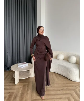 Sandy Arabic Elbise - Kahve - ÖN SİPARİŞ