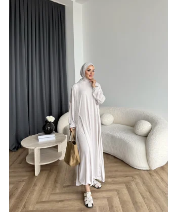 Seh - Kanel Yırtmaç Detay Takım - Bej