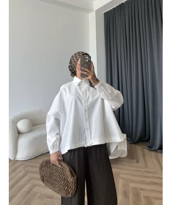 Tb - Oversize Büzgülü Gömlek - Ekru