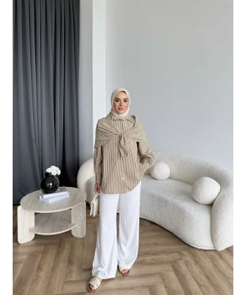 Tb - Velora Çizgili Gömlek - Yeşil