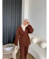 3 İplik Bağlamalı Takım - Kahve