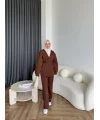 3 İplik Bağlamalı Takım - Kahve