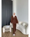 3 İplik Bağlamalı Takım - Kahve