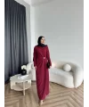 Sılan Yan Detaylı Elbise - Bordo