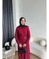 Sılan Yan Detaylı Elbise - Bordo
