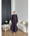 Tb - Eslan Ceketli Jile Elbise - Mürdüm