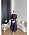 Tb - Eslan Ceketli Jile Elbise - Mürdüm