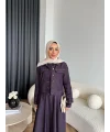 Tb - Eslan Ceketli Jile Elbise - Mürdüm