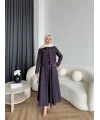 Tb - Eslan Ceketli Jile Elbise - Mürdüm
