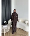 Tb - Eşla Gold Düğmeli Takım - Kahve