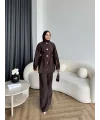 Tb - Eşla Gold Düğmeli Takım - Kahve