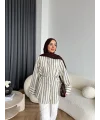 Tb - Veta Çizgili Gömlek - Bej