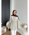 Tb - Veta Çizgili Gömlek - Bej