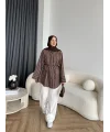 Tb - Veta Çizgili Gömlek - Kahve