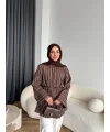 Tb - Veta Çizgili Gömlek - Kahve