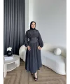 Moi - Özden Bel Detay Elbise - Siyah