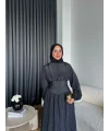 Moi - Özden Bel Detay Elbise - Siyah
