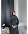 Moi - Özden Bel Detay Elbise - Siyah