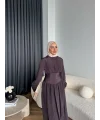 Moi - Özden Bel Detay Elbise - Kahve