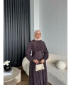 Moi - Özden Bel Detay Elbise - Kahve