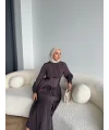 Moi - Özden Bel Detay Elbise - Kahve