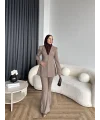 Fuş - Arna Düğme Detay Takım - Kahve