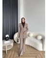 Fuş - Arna Düğme Detay Takım - Kahve