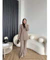 Fuş - Arna Düğme Detay Takım - Kahve