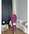 Qu - Carmen Kareli Etekli Takım - Bordo