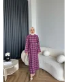 Qu - Carmen Kareli Etekli Takım - Bordo